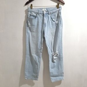 H&M | Light Blue Distressed Straight Leg Jeans